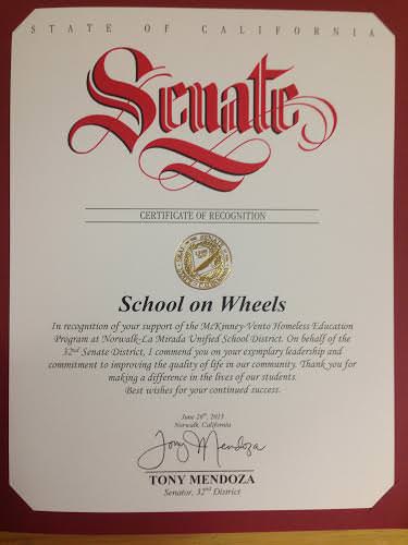 Certificate of Recognition – State of California